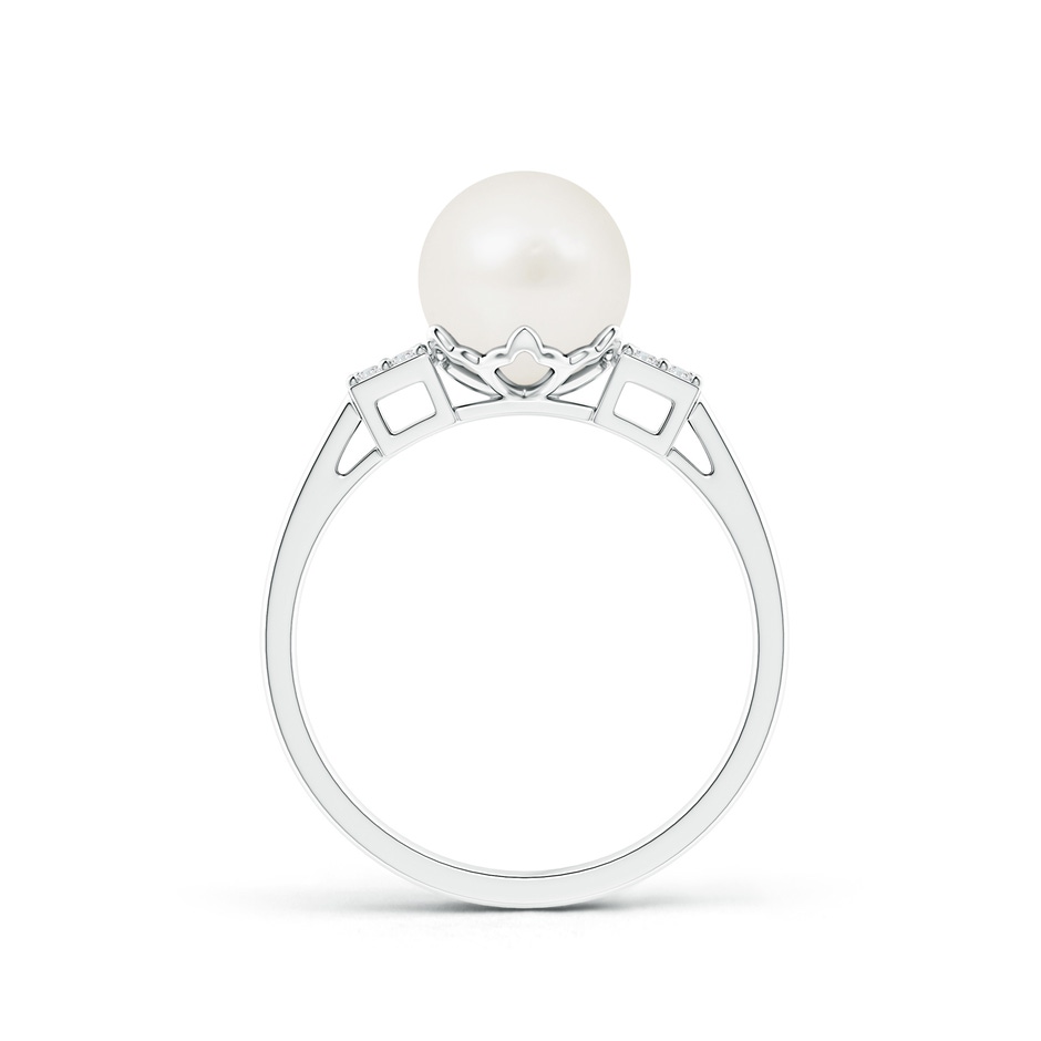8mm A Freshwater Pearl Ring with Clustre Diamonds in S999 Silver product image
