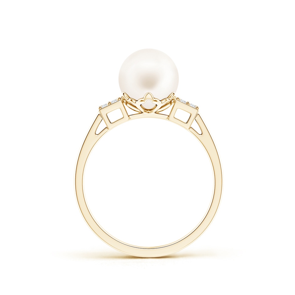 8mm AA Freshwater Pearl Ring with Clustre Diamonds in 9K Yellow Gold product image