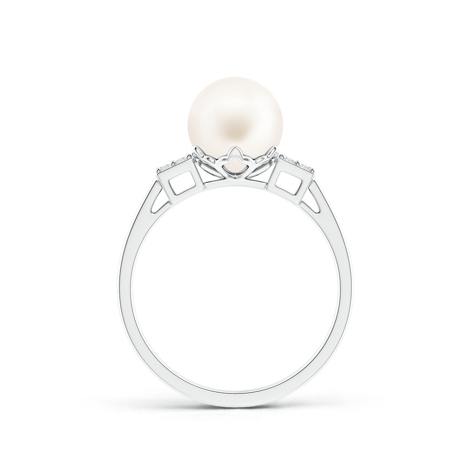 8mm AA Freshwater Pearl Ring with Clustre Diamonds in S999 Silver product image
