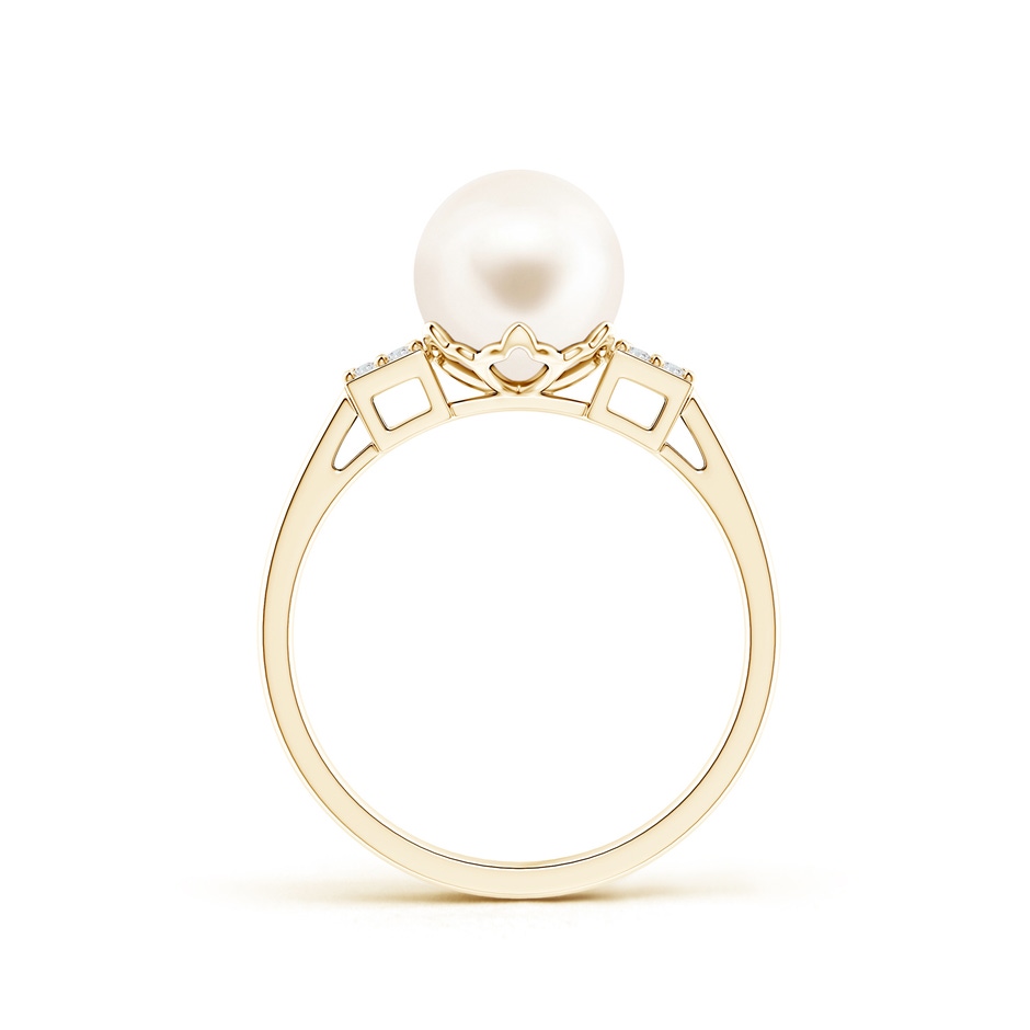 8mm AAA Freshwater Pearl Ring with Clustre Diamonds in 9K Yellow Gold product image