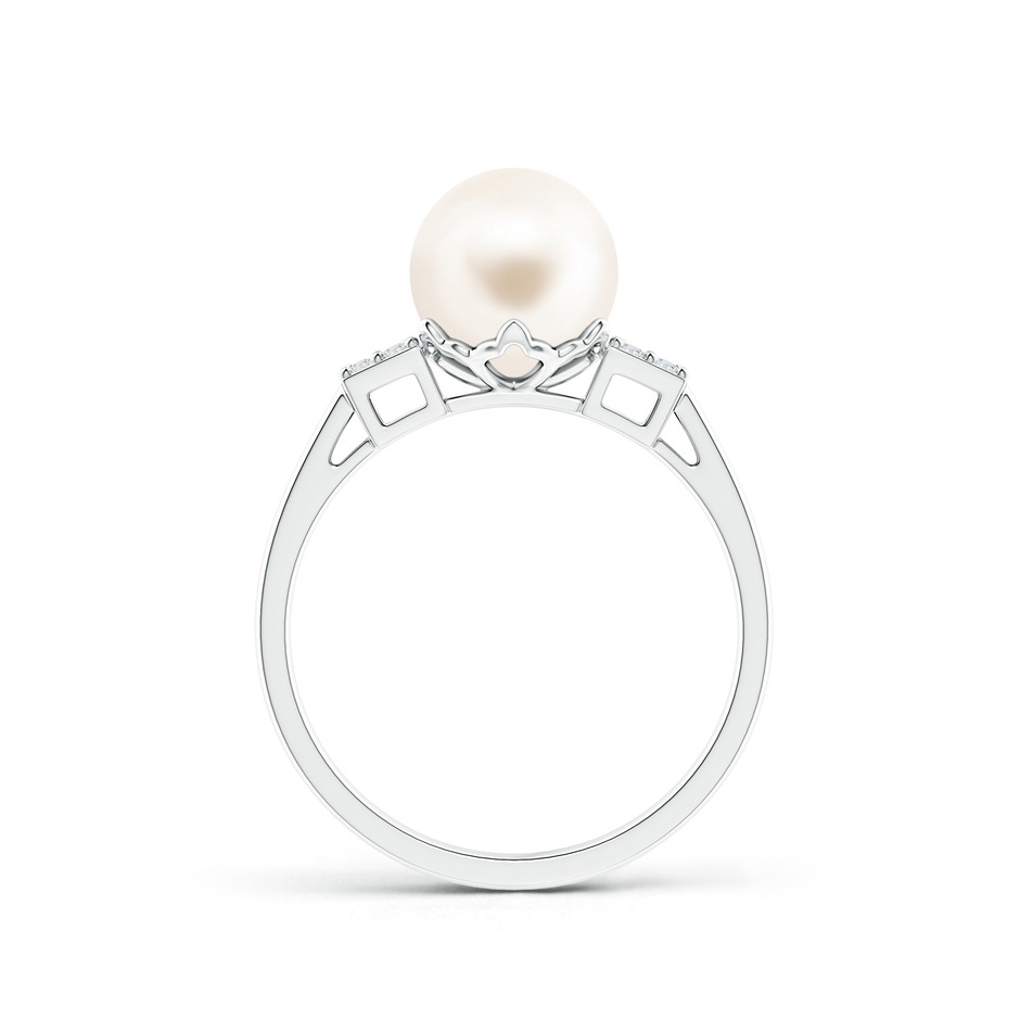 8mm AAA Freshwater Pearl Ring with Clustre Diamonds in S999 Silver product image