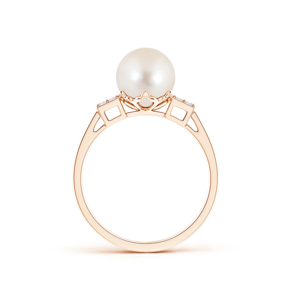 8mm AAAA Freshwater Pearl Ring with Cluster Diamonds in Rose Gold product image