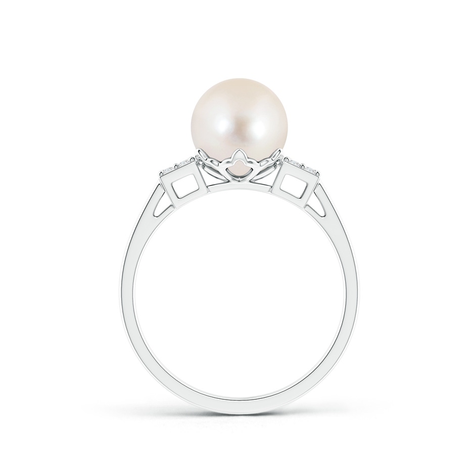 8mm AAAA Freshwater Pearl Ring with Cluster Diamonds in S999 Silver product image