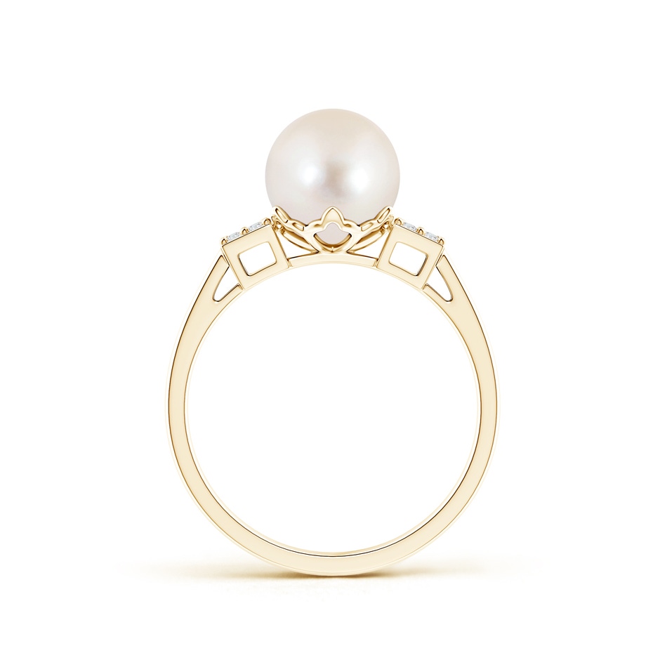 8mm AAAA Freshwater Pearl Ring with Clustre Diamonds in Yellow Gold product image