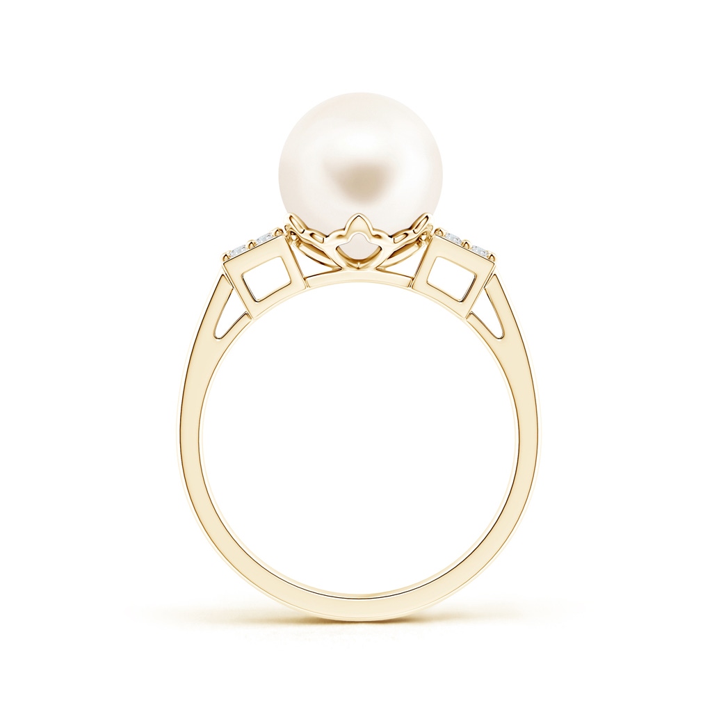 9mm AAA Freshwater Pearl Ring with Clustre Diamonds in Yellow Gold Product Image