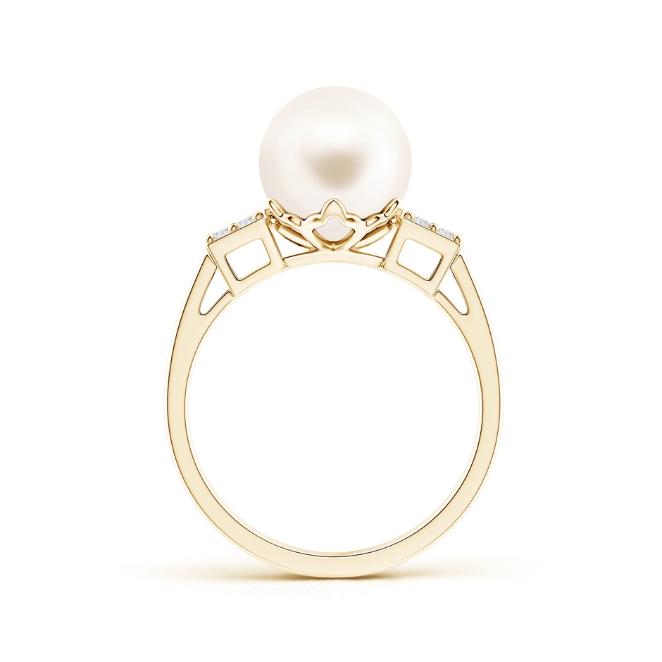 9mm AAA Freshwater Pearl Ring with Clustre Diamonds in Yellow Gold product image