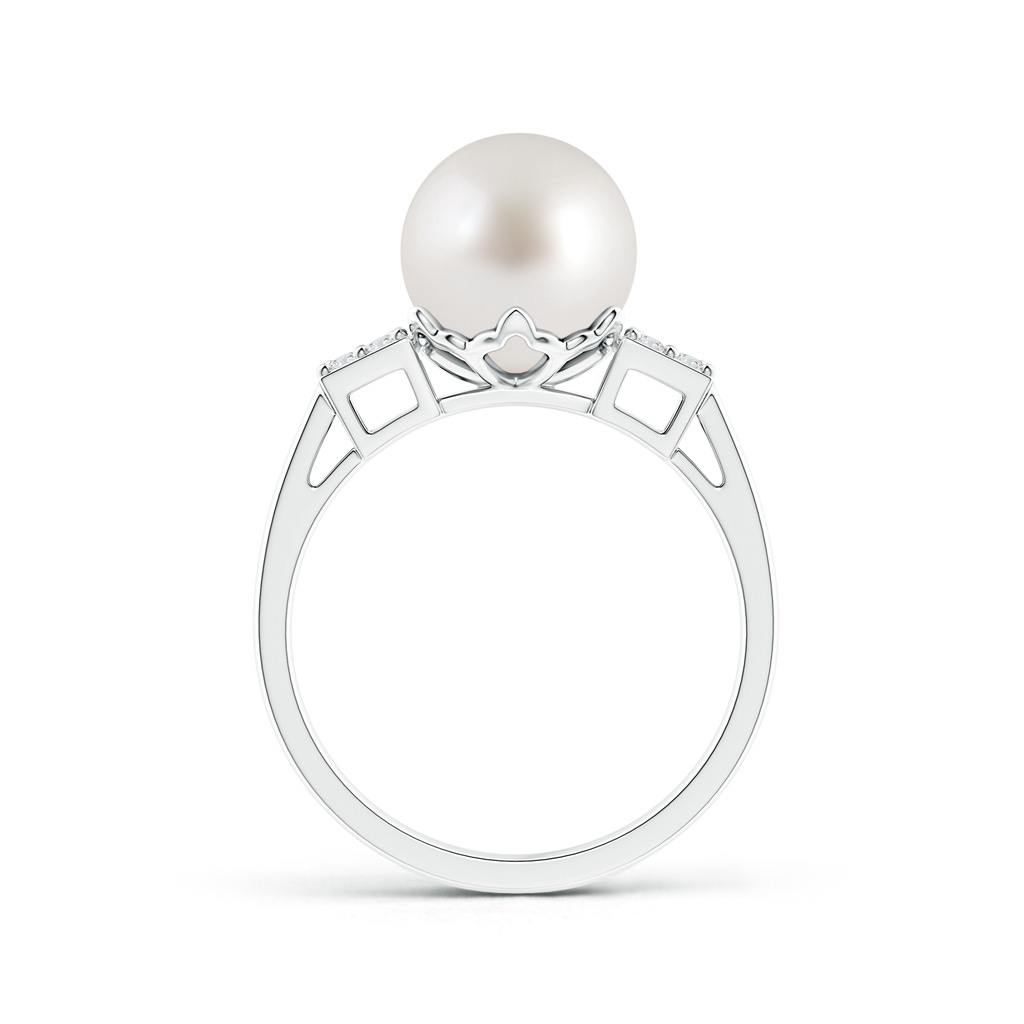 9mm AAA South Sea Pearl Ring with Clustre Diamonds in White Gold Product Image