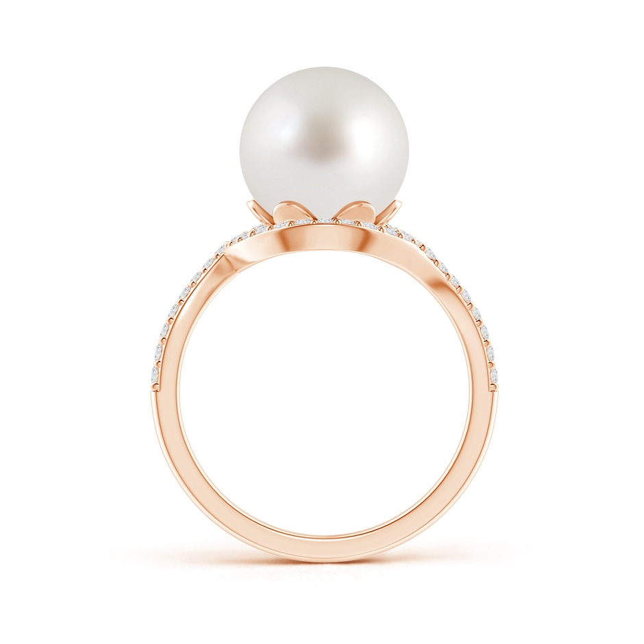 10mm AAA South Sea Cultured Pearl Bypass Ring with Diamond Halo in Rose Gold product image