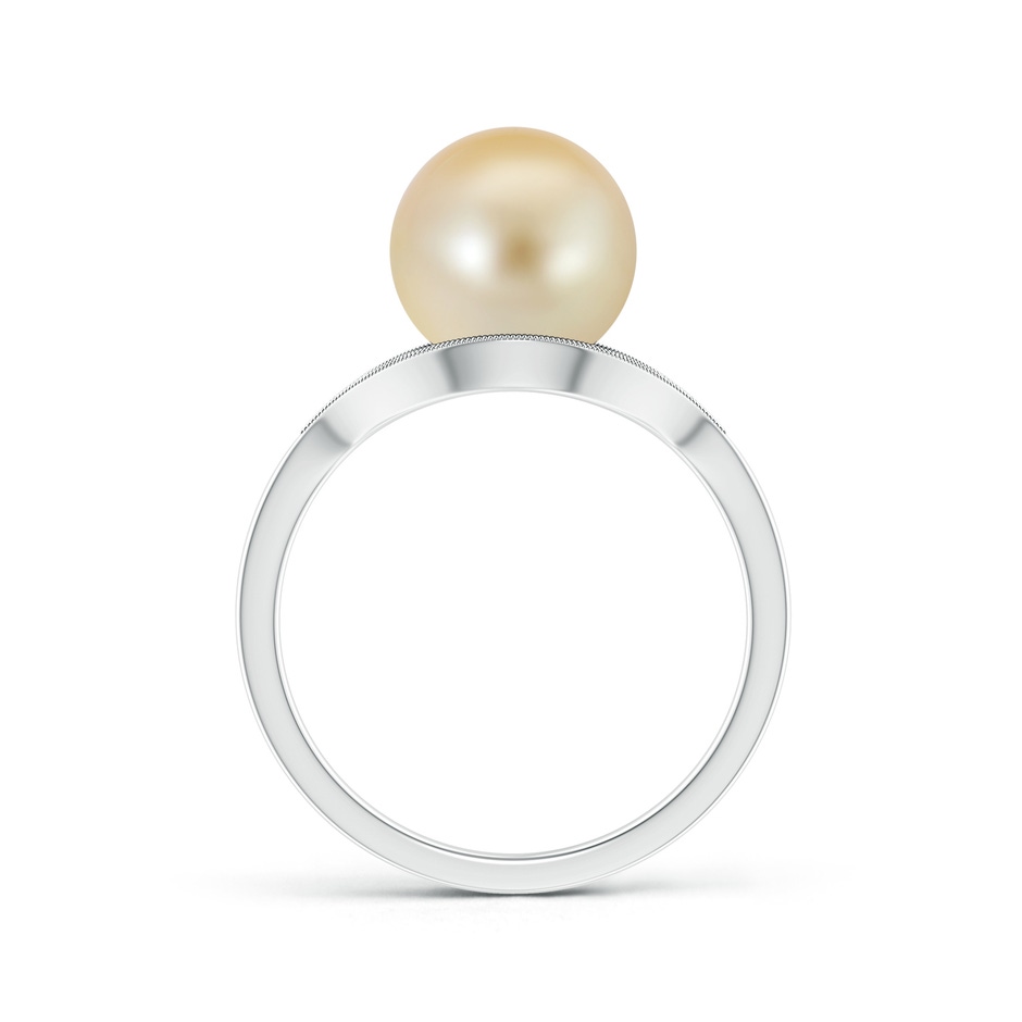 9mm AAA Golden South Sea Cultured Pearl Halo Split Shank Ring in White Gold Product Image