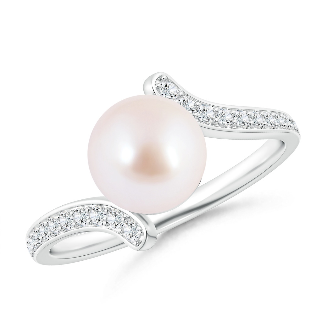 8mm AAA Japanese Akoya Pearl Bypass Ring in White Gold