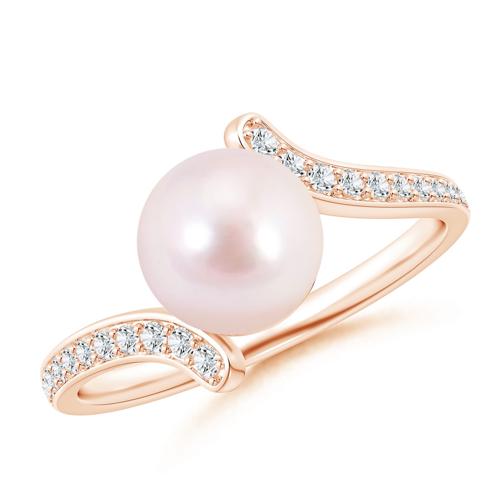 8mm AAAA Japanese Akoya Pearl Bypass Ring in Rose Gold