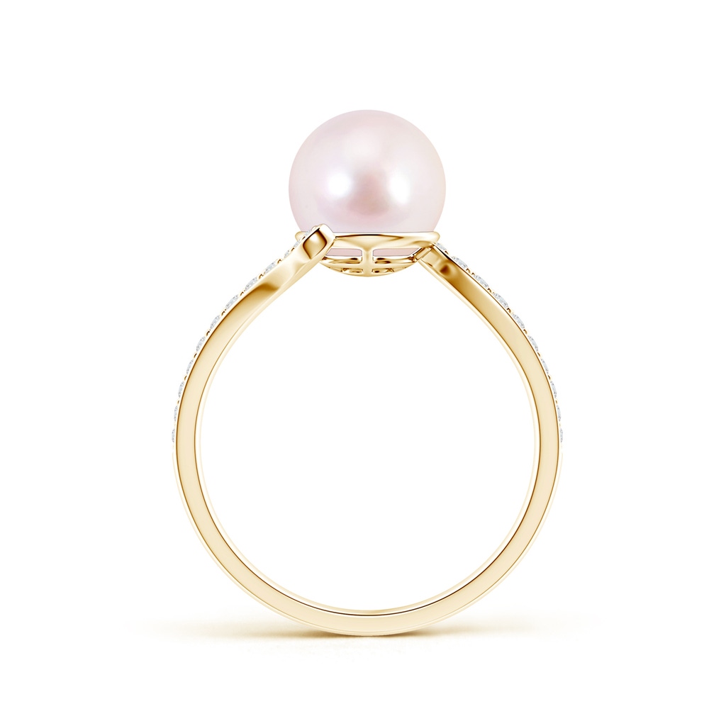 8mm AAAA Japanese Akoya Pearl Bypass Ring in Yellow Gold Product Image