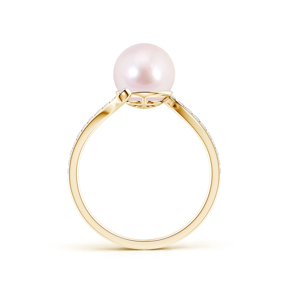 8mm AAAA Japanese Akoya Pearl Bypass Ring in Yellow Gold product image