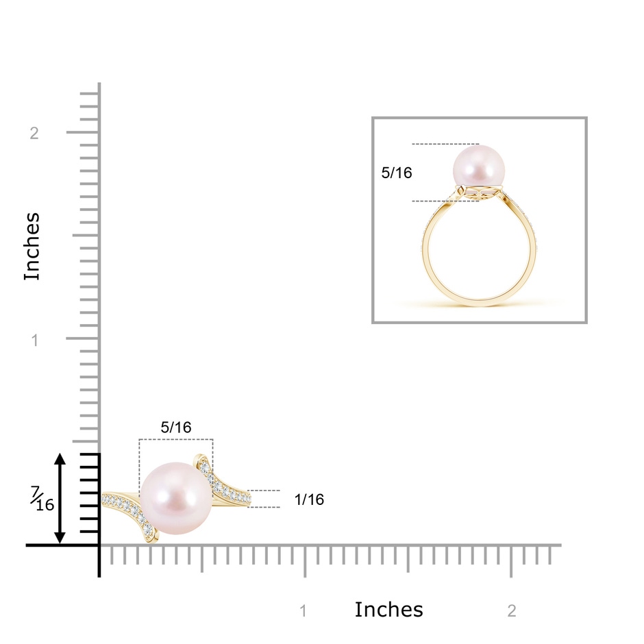 8mm AAAA Japanese Akoya Pearl Bypass Ring in Yellow Gold product image