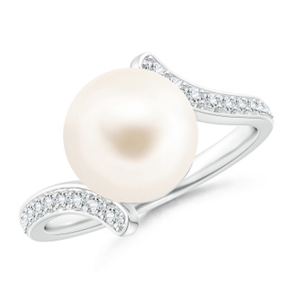 10mm AAA Freshwater Cultured Pearl Bypass Ring in White Gold