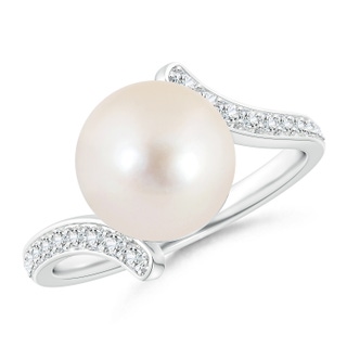 10mm AAAA Freshwater Cultured Pearl Bypass Ring in White Gold