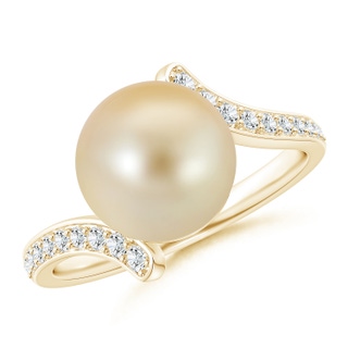 10mm AAA Golden South Sea Cultured Pearl Bypass Ring in Yellow Gold