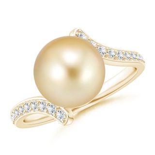 10mm AAAA Golden South Sea Cultured Pearl Bypass Ring in Yellow Gold