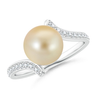 9mm AAA Golden South Sea Cultured Pearl Bypass Ring in White Gold