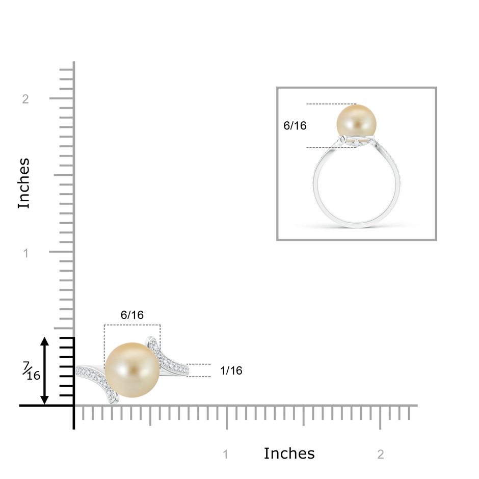 9mm AAA Golden South Sea Cultured Pearl Bypass Ring in White Gold product image