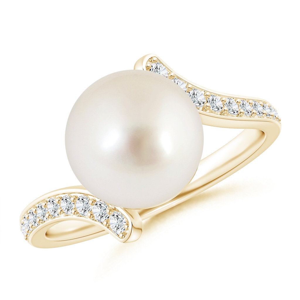 10mm AAAA South Sea Cultured Pearl Bypass Ring in Yellow Gold