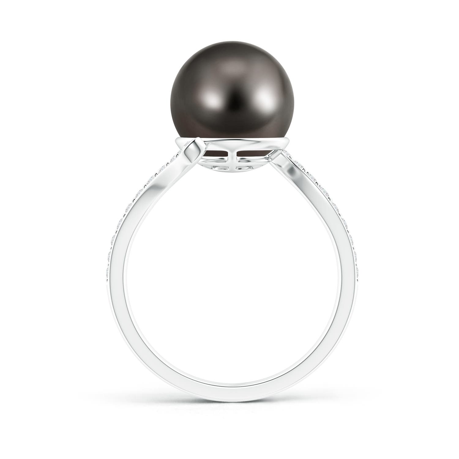 10mm AAA Tahitian Pearl Bypass Ring in White Gold