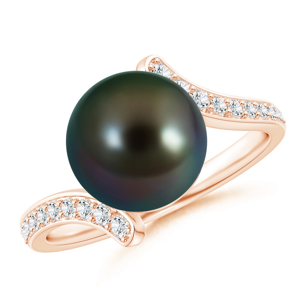 10mm AAAA Tahitian Pearl Bypass Ring in Rose Gold