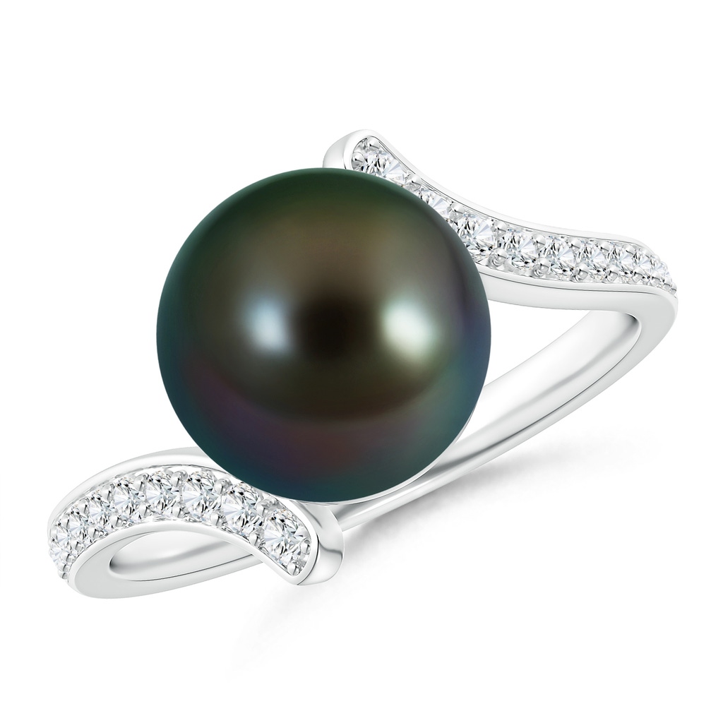 10mm AAAA Tahitian Pearl Bypass Ring in White Gold