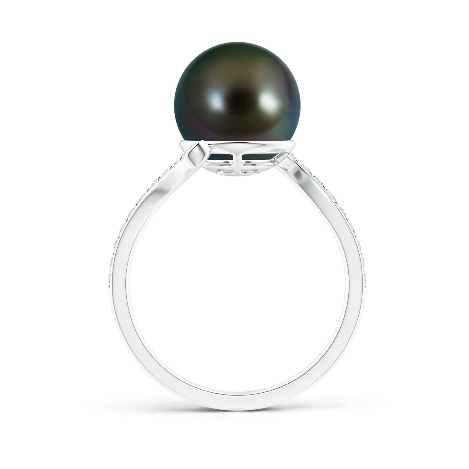10mm AAAA Tahitian Pearl Bypass Ring in White Gold - side 1