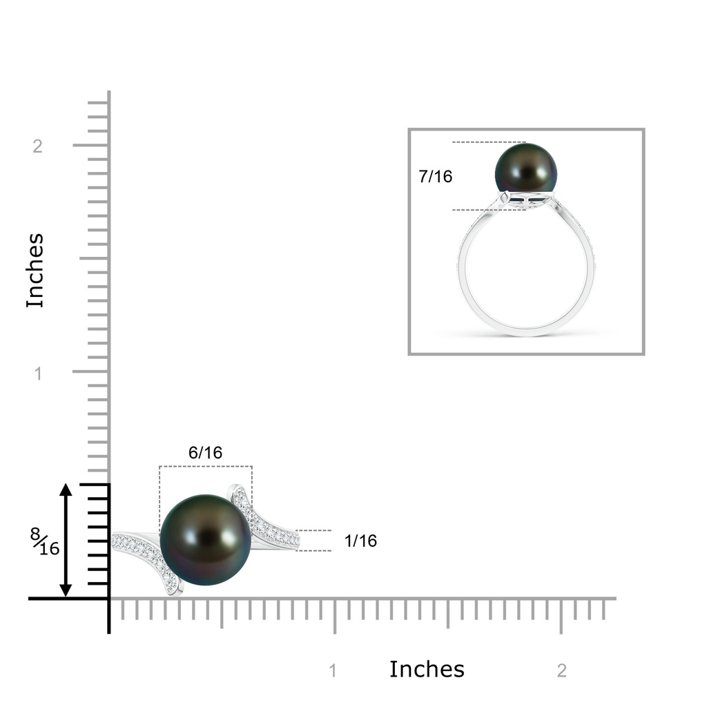 10mm AAAA Tahitian Pearl Bypass Ring in White Gold Product Image
