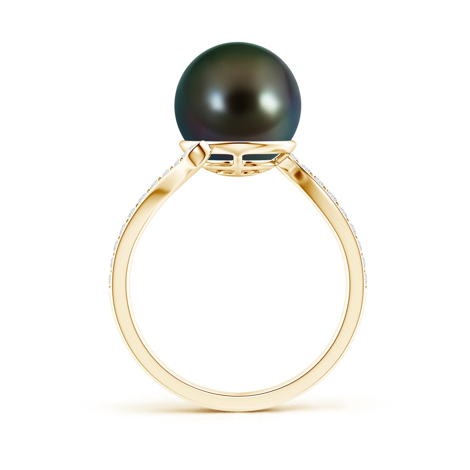 10mm AAAA Tahitian Pearl Bypass Ring in Yellow Gold
