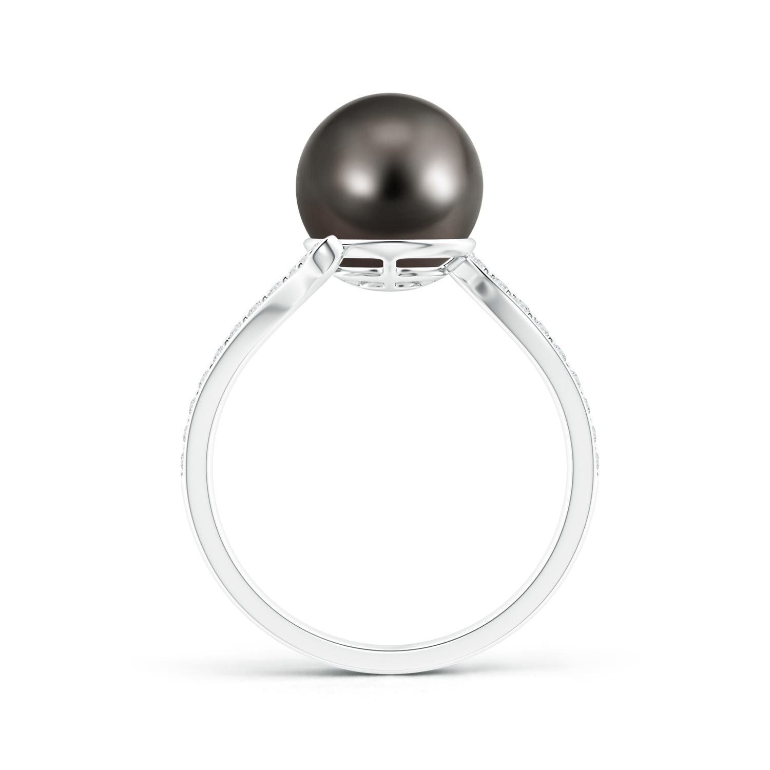 9mm AAA Tahitian Pearl Bypass Ring in White Gold - side 1