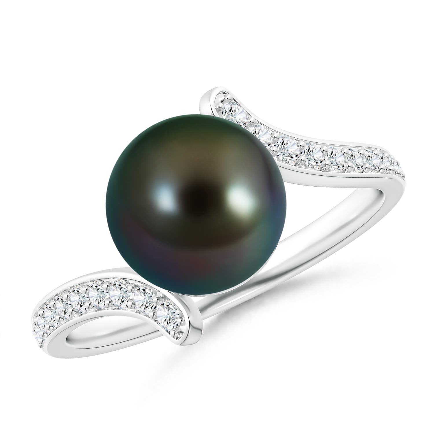 9mm AAAA Tahitian Pearl Bypass Ring in White Gold