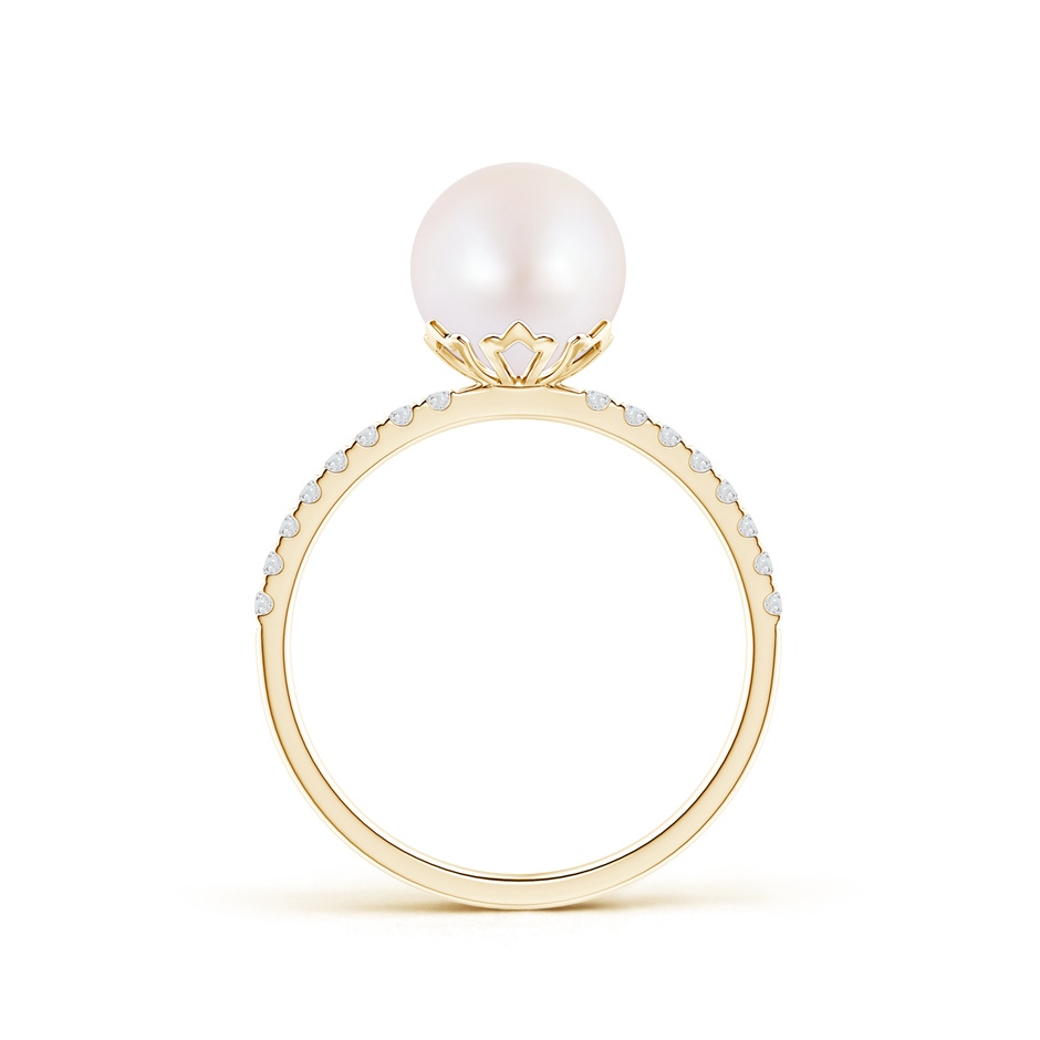 8mm AA Classic Japanese Akoya Pearl & Diamond Solitaire Ring in Yellow Gold product image
