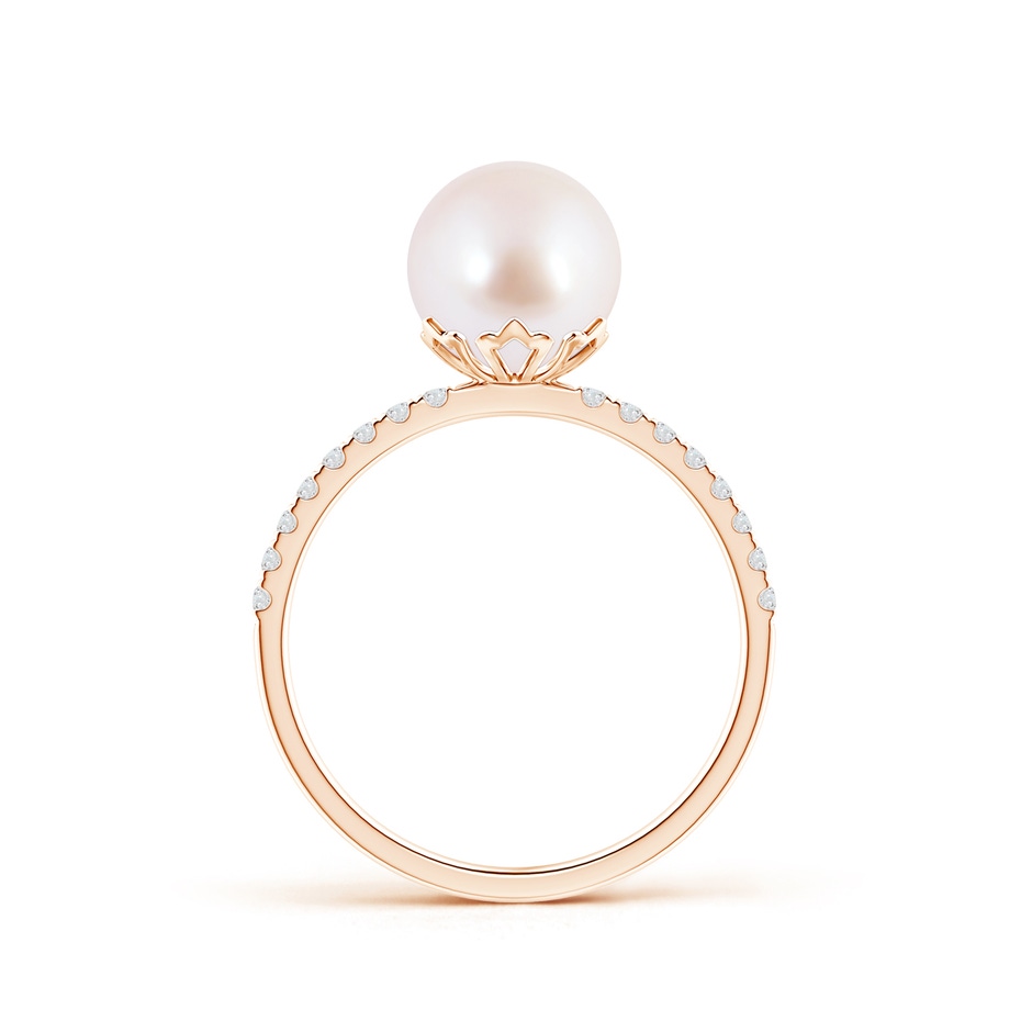 8mm AAA Classic Japanese Akoya Pearl & Diamond Solitaire Ring in Rose Gold product image