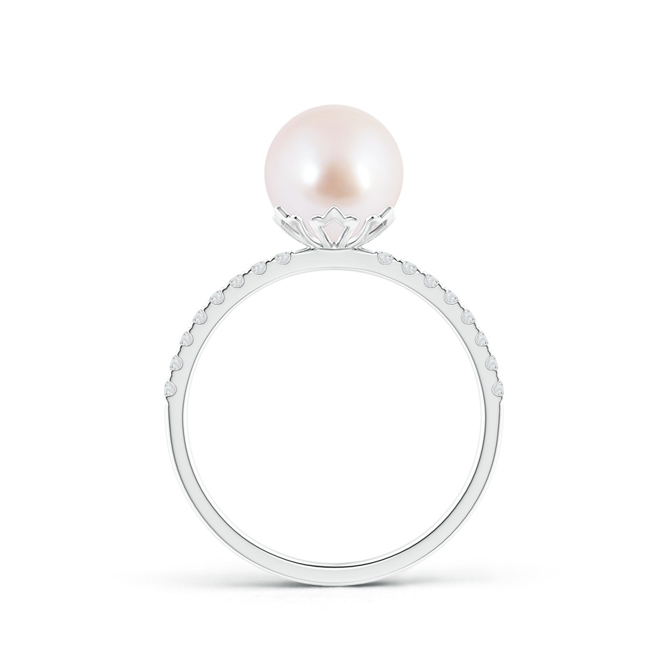 8mm AAA Classic Japanese Akoya Pearl & Diamond Solitaire Ring in White Gold product image