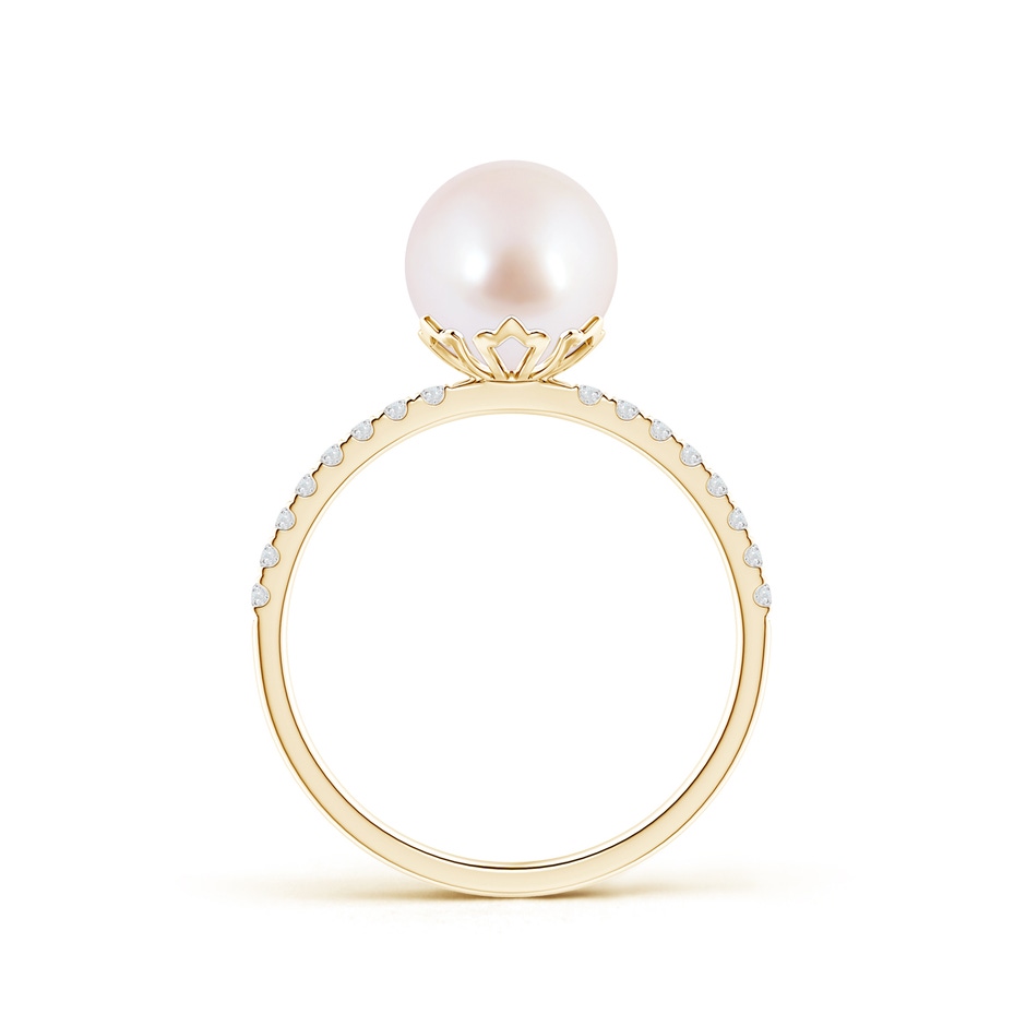 8mm AAA Classic Japanese Akoya Pearl & Diamond Solitaire Ring in Yellow Gold product image