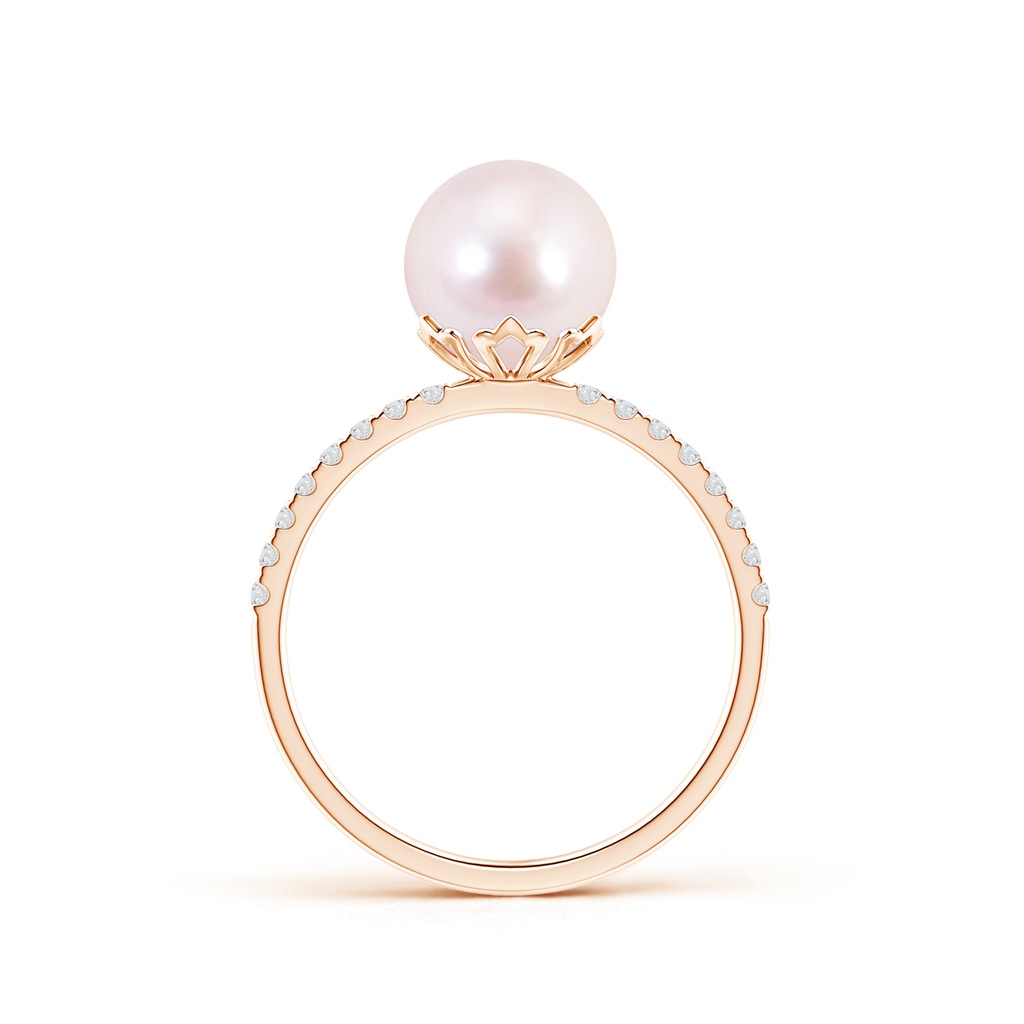 8mm AAAA Classic Japanese Akoya Pearl & Diamond Solitaire Ring in Rose Gold Product Image