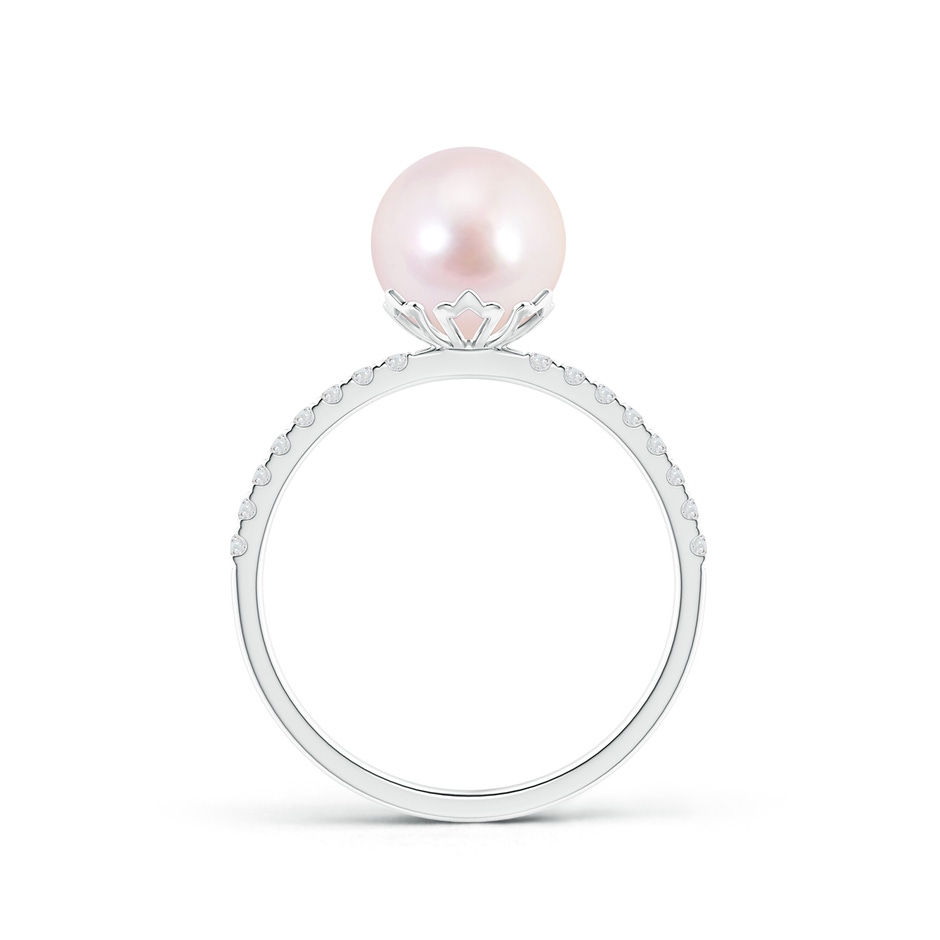 8mm AAAA Classic Japanese Akoya Pearl & Diamond Solitaire Ring in White Gold product image