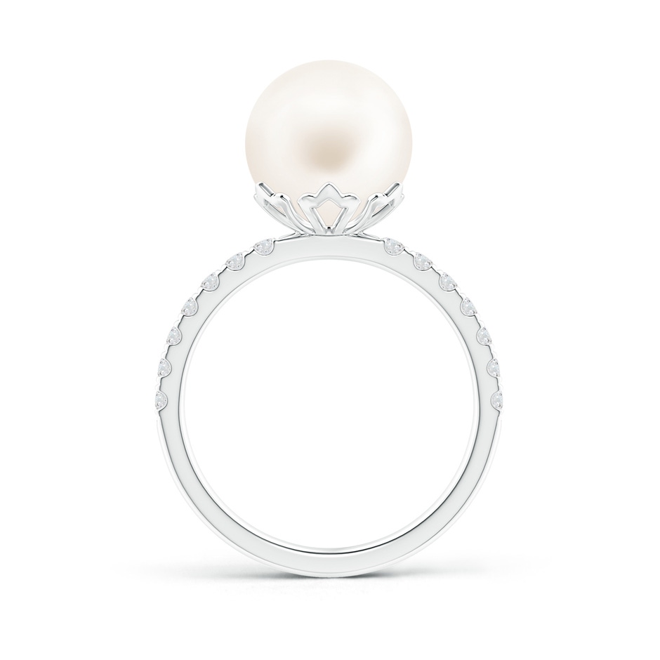 10mm AA Classic Freshwater Pearl & Diamond Solitaire Ring in S999 Silver product image