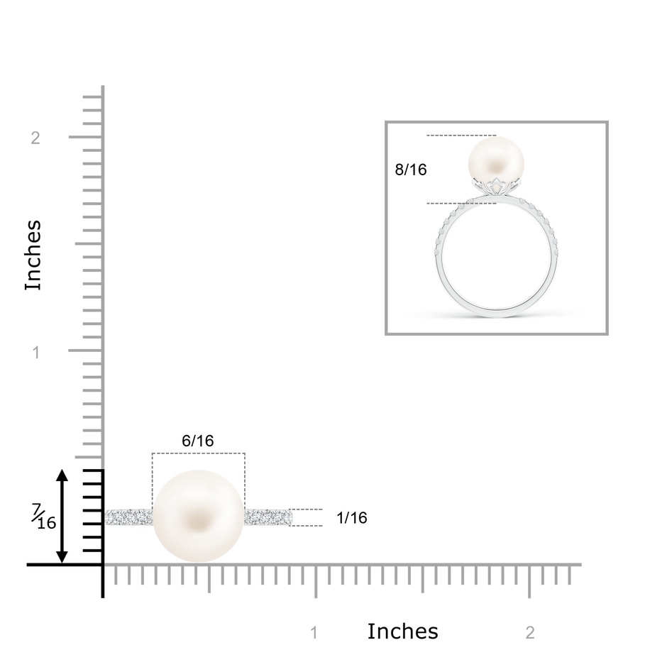 10mm AA Classic Freshwater Pearl & Diamond Solitaire Ring in S999 Silver product image