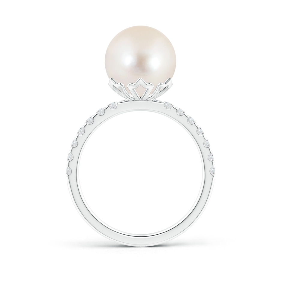 10mm AAAA Classic Freshwater Pearl & Diamond Solitaire Ring in S999 Silver product image