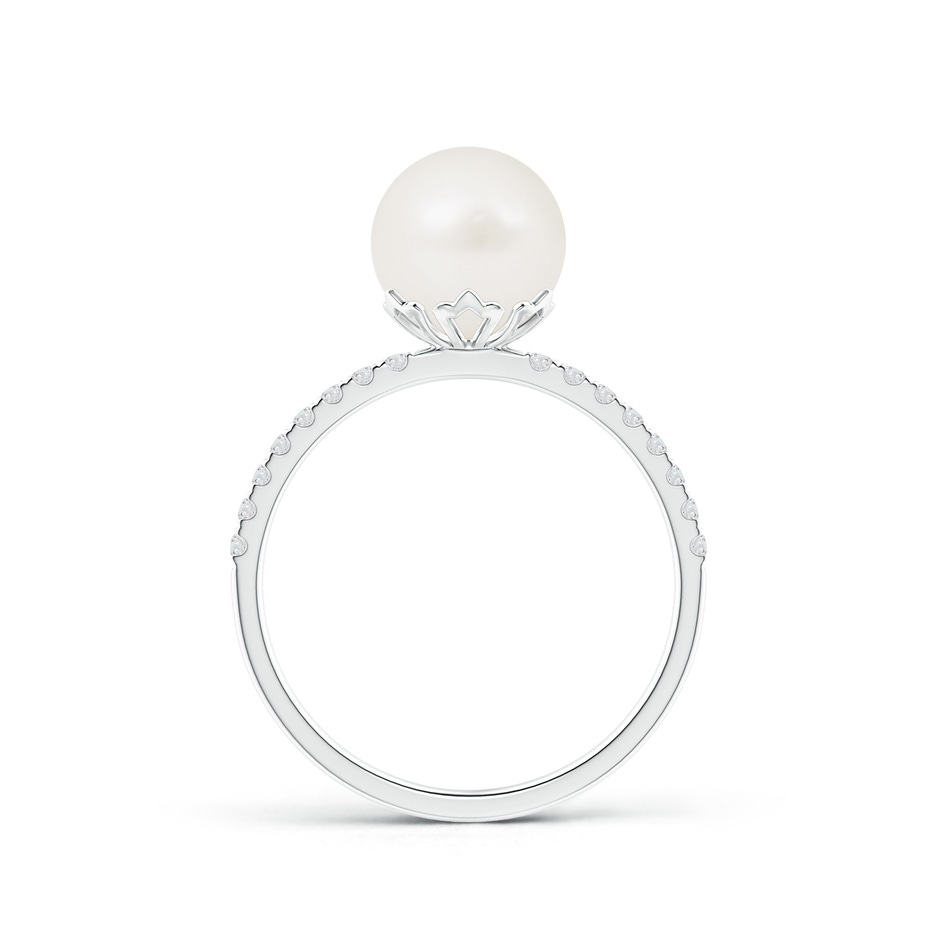 8mm A Classic Freshwater Pearl & Diamond Solitaire Ring in S999 Silver product image