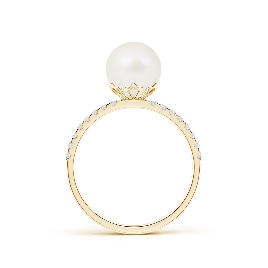 8mm A Classic Freshwater Pearl & Diamond Solitaire Ring in Yellow Gold product image