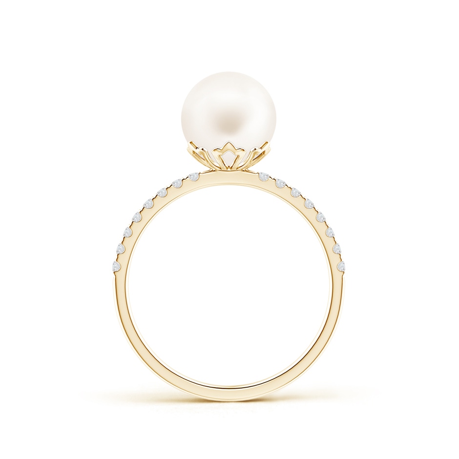 8mm AA Classic Freshwater Pearl & Diamond Solitaire Ring in 9K Yellow Gold product image