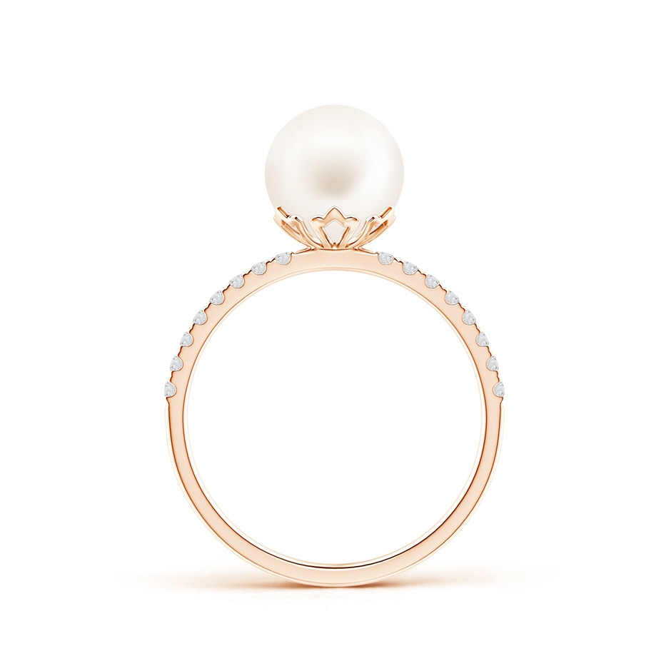 8mm AA Classic Freshwater Pearl & Diamond Solitaire Ring in Rose Gold product image