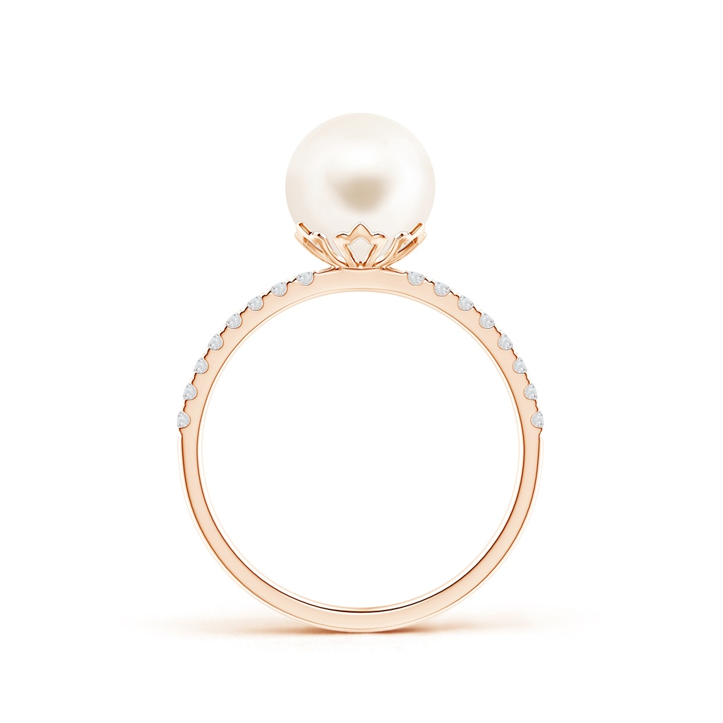 8mm AAA Classic Freshwater Pearl & Diamond Solitaire Ring in 9K Rose Gold Product Image