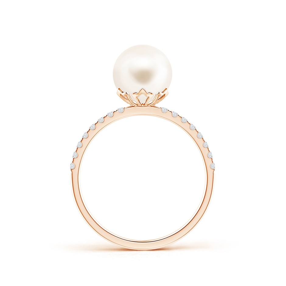 8mm AAA Classic Freshwater Pearl & Diamond Solitaire Ring in 9K Rose Gold product image