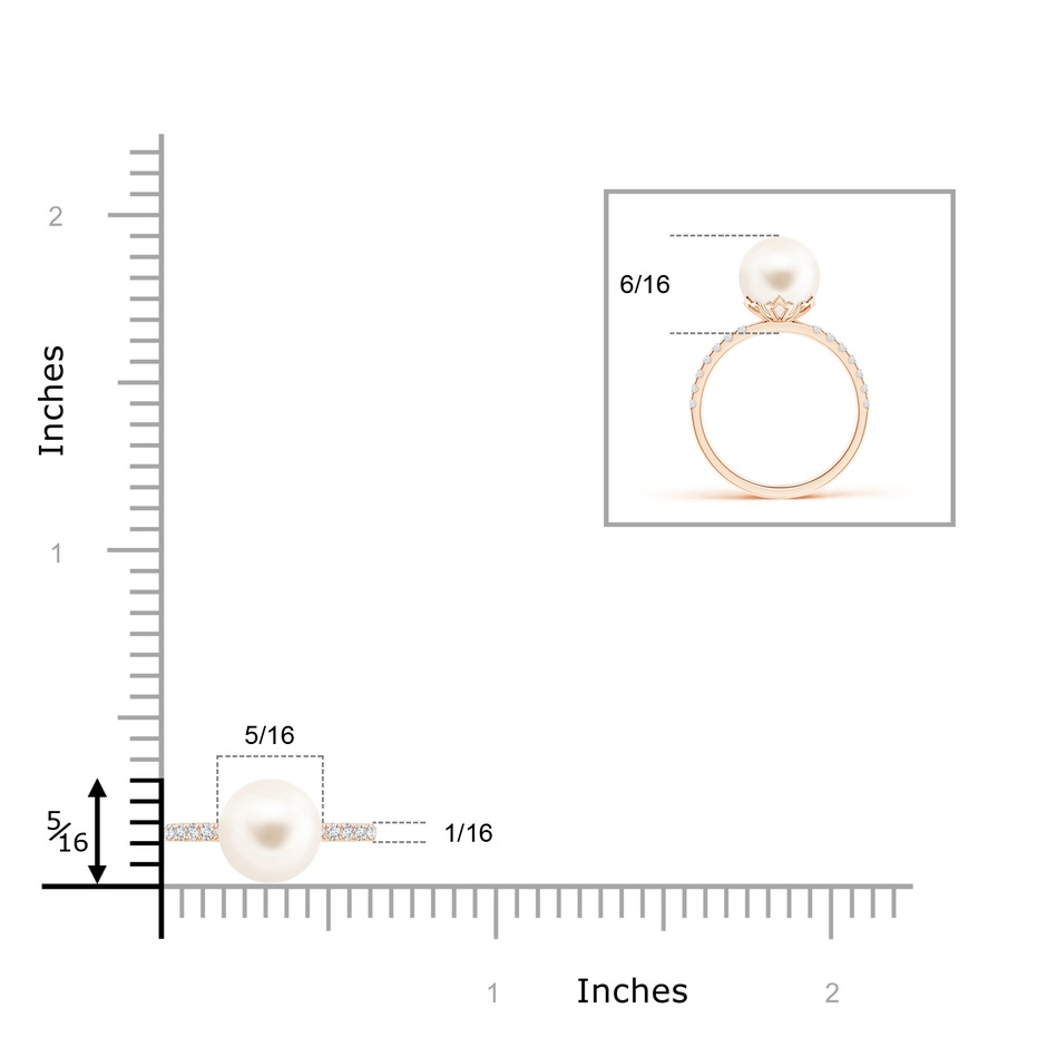 8mm AAA Classic Freshwater Pearl & Diamond Solitaire Ring in 9K Rose Gold product image