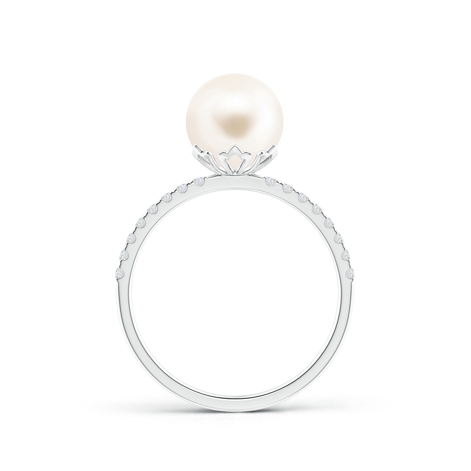 8mm AAA Classic Freshwater Pearl & Diamond Solitaire Ring in S999 Silver product image